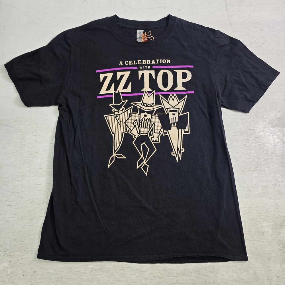 A Celebration With ZZ Top Band 2021 Tour T-Shirt Men's Size L Black Tour Dates